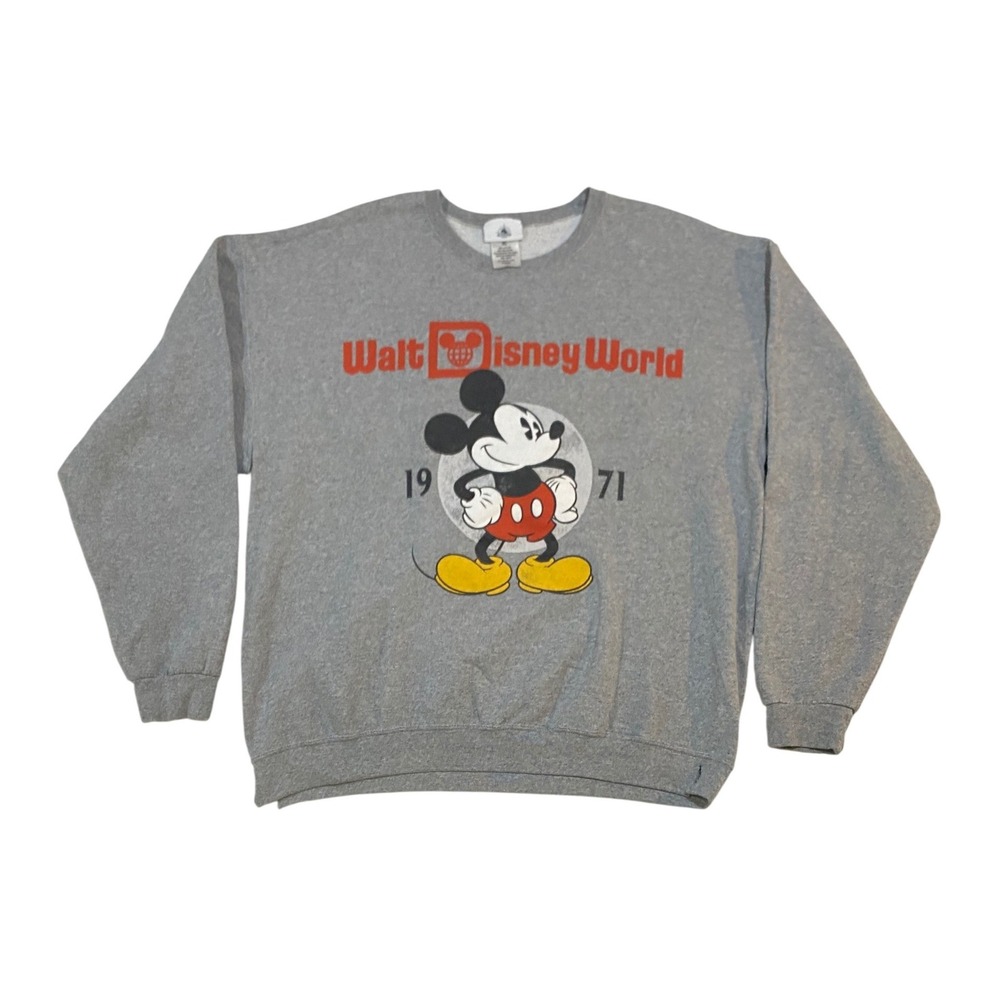 Disney‎ Parks Walt Disney World Mickey Mouse 1971 Sweatshirt Gray Mens XL